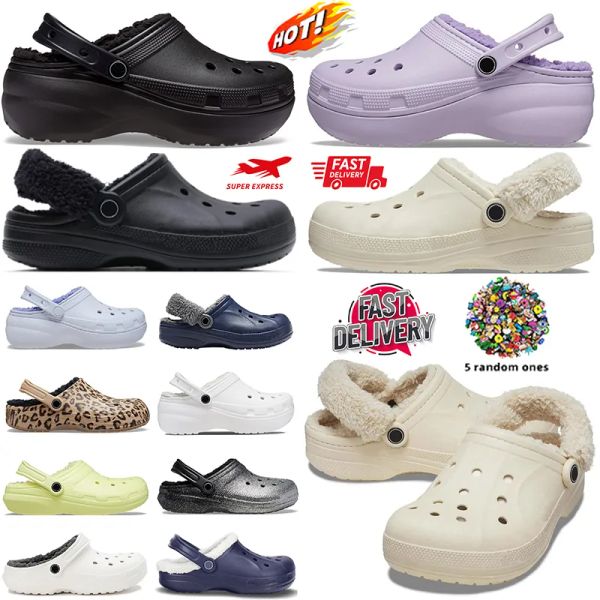 

Designer sandals fur crocshoe Men's women's slides buckle Cotton sandals Triple White pink purple platform sandal Blunt Toe toddler Waterproof slippers, Sky blue