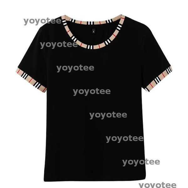 

Women's T-Shirt 2025 Summer Short-sleeved Casual Fashion O-neck Stitching Slim Simple Top BFG2501065, Black