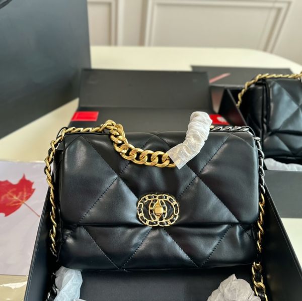 

Designer Bag Women's Luxury Bag Diagonal Straddle Bag Single Shoulder Bag Gold Buckle Chain Flip Leather Handbag Designer Medium Black Wallet Handbag, #1
