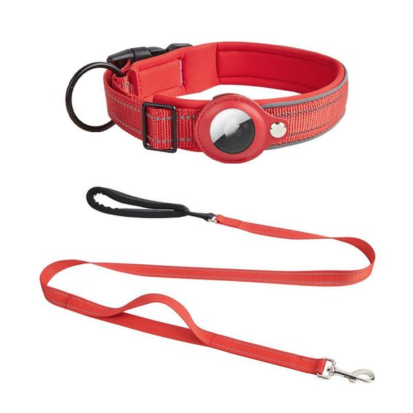 

Factory Designer Durable Adjustable Comfortable Soft Padded AirTag Case Pet Dog Collar Handled Leash Set Pet Accessories, Blue