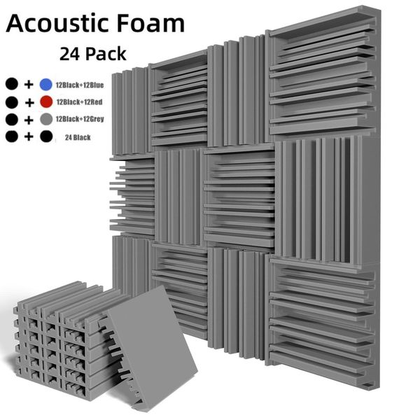 2026 new 24Pcs 2 x 10 Studio Acoustic Absorbing Noise Insulation Foam Sound Proofing Treatment Panels free shipping