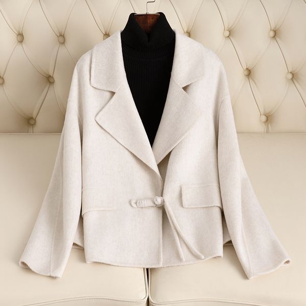 

D10306 New autumn and winter double-sided wool coat temperament literary button wool coat women's short style, Color 4