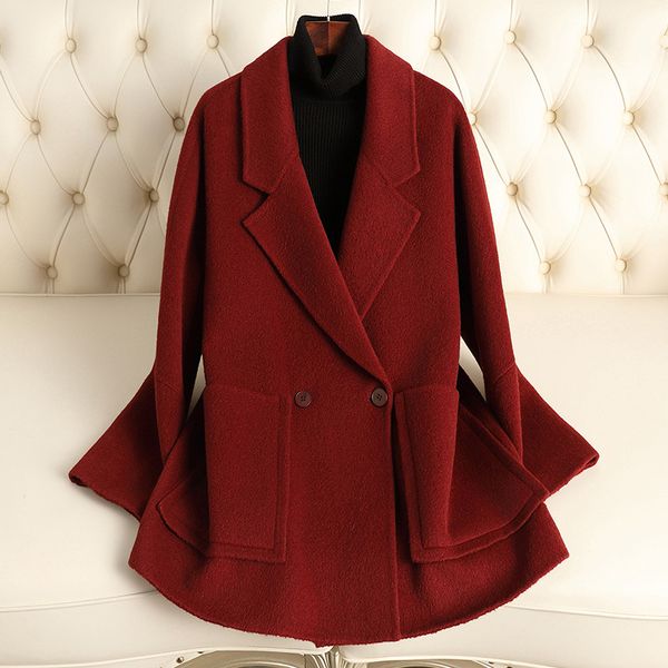 

D10305 Double-faced wool coat for women short 2024 autumn and winter new woolen coat high-end, Color 5