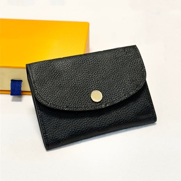 

2025 Woman Mens Designer Wallet Short Wallets Floral Card Holder Zipper Pocket Leather TOP 3 Color, Embossed black