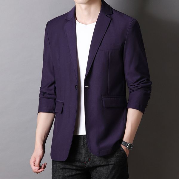 

3716 Men' Classic Formal Wedding Groom Suit Jacket - Elegant Business Attire, Purple