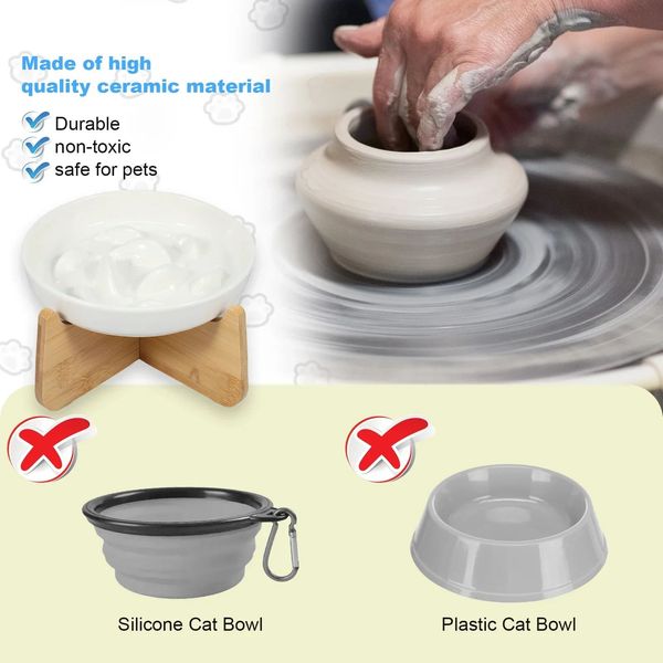 151500 Designed with a portable handle, it is convenient for owners to carry cat bowls out, whether it is a picnic or a visit, ensuring worry free dining for cats.