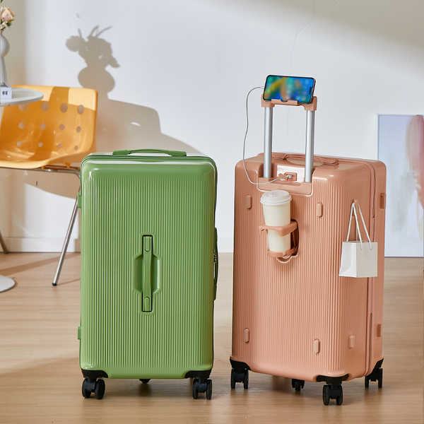 

Zippered suitcase, 5 swivel wheels, pp hard shell suitcase with USB charging, large family travel and carry-on luggage 20/24/28/30/32 inch, Sky blue
