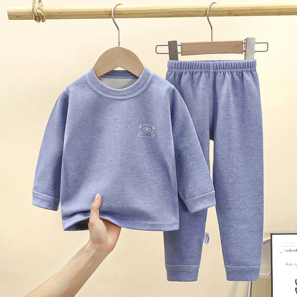132 New autumn and winter boys and girls autumn clothes and autumn trousers suits baby wool seamless children's thermal underwear