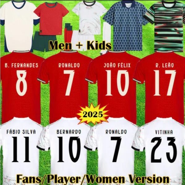 S-4XL 2025 2026 Portugal soccer Jerseys RoNalDo Long Sleeves Portuguese Jerseys JOAO FELIX RUBEN NEVES DIOGO PORTUGIESER Portugal football shirt Team Men Kids kit