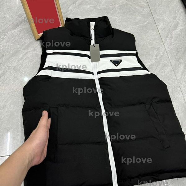 

2025 New Vest Warm Mens Vest Thick Embroidered Winter Coat Couple Versatile Loose Casual Stripe Designer Vests, Black