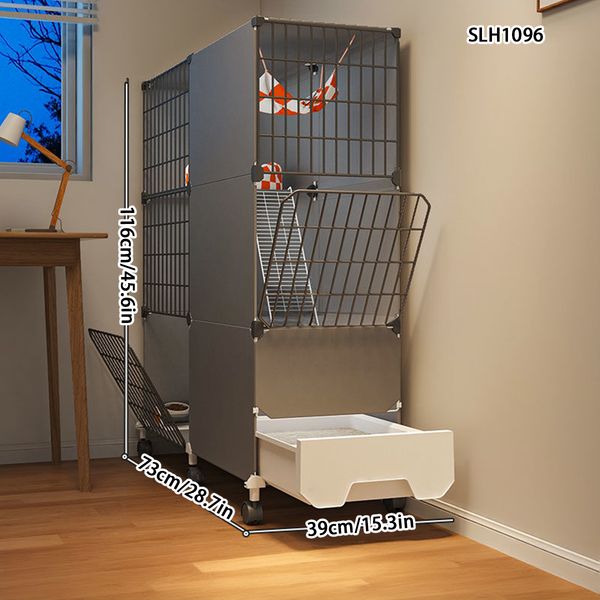 Two-Story Home Pet Villa with Integrated Litter Box Ideal for Compact Living Spaces