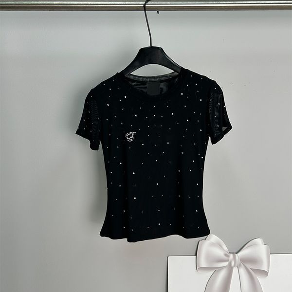 

Womens Tops T-Shirt cotton Sleeve Tops TeesFine Sparkle Elegance Clothes France Trendy Lace BB Letter Designer Clothing Graphic Print Round Neck Short S, White 3