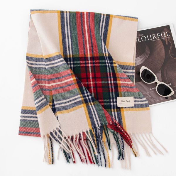 

10815 Autumn and winter new annual red plaid splicing warm scarf