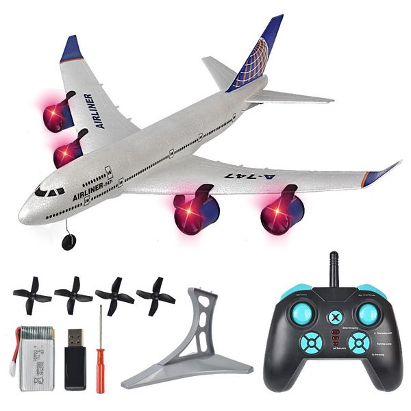 

RC Aircraft Glider Boeing 747 Airbus A380 Three Channel Fixed Wing Airplane Model 2.4Ghz Childrens Electric Plane Toy, Multy color