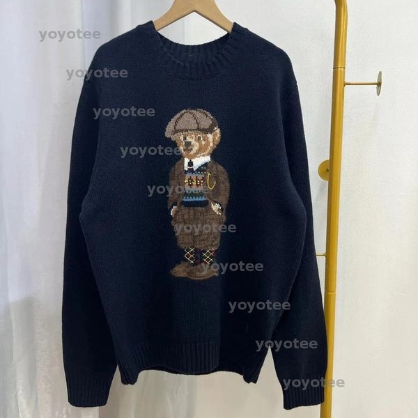 

2025ss American Men's Polos Bear Sweater Casual Winter Fashion Long Sleeve Knitted Pullover Women's Wool Coat Street Wear BFG2501133, Olive
