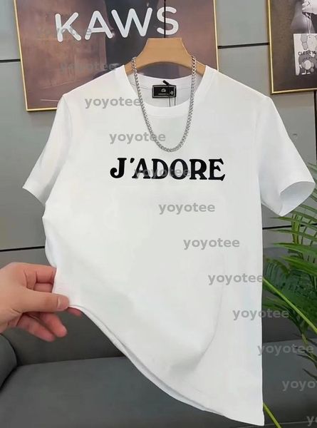 

High end short sleeved T-shirt, men' trendy round neck, minimalist printing, versatile fashion label, light luxury, ruffian, handsome casual top,loose fitting, White