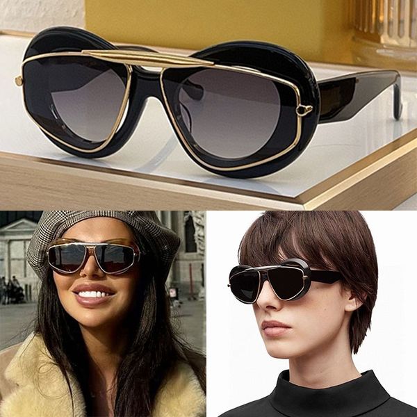 

Luxury Top Quality Cat Eye Sunglasses Fashionable Green Double Frame Designer Glasses 40120I Mens and Womens Shining Unique Beach Leisure Style