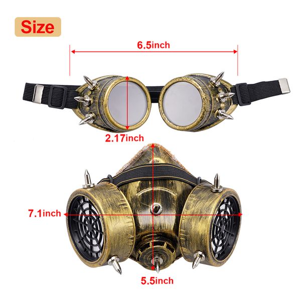 hot sale Steampunk Fashion Retro Rivets Gas Mask Goggles Easter Halloween Cosplay Prop Carnival Party Respirator Gothic Anti-Fog Masks