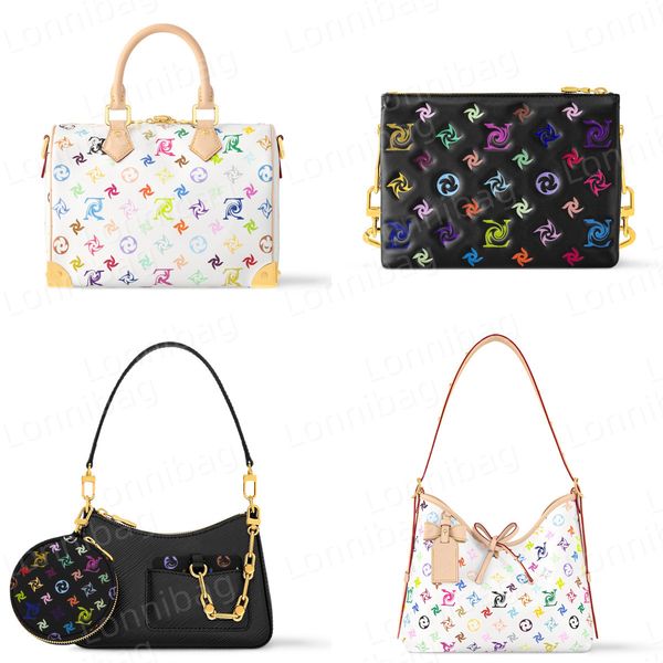 

Mirror quality Designer Womens Takashi Murakami Shoulder Men Handbag Shell Tote Carryalls Clutch Travel Bucket Leather Crossbody Boston Speedys Bag, Color-8