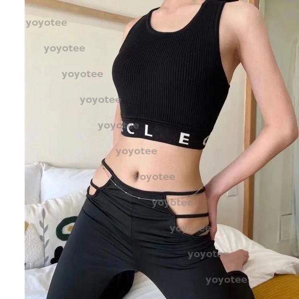 

Designer Womens Tank Tops T Shirts Summer Women Tees Crop Top Embroidery Sexy Off Shoulder Black Casual Sleeveless Backless Shirts Solid Stripe Color Vest, Gray