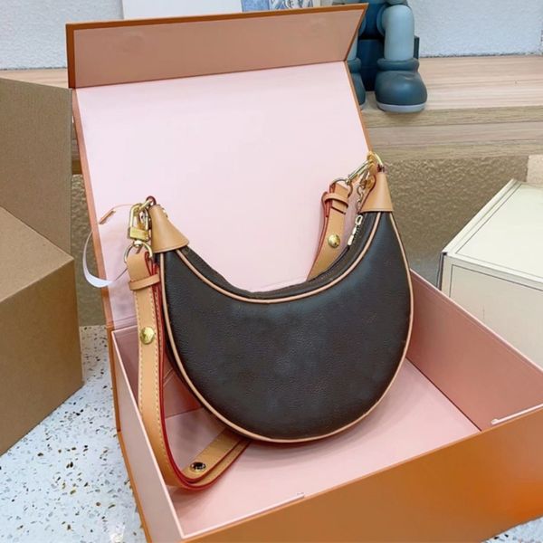

2025 Woman Handbag Loop Bag Designer Shoulder Bags Cresent Chain Bag Small Hobos Fashion Purses Leather, Clear