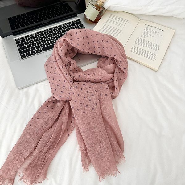 

Premium original color polka dot fringe neck scarf --80293