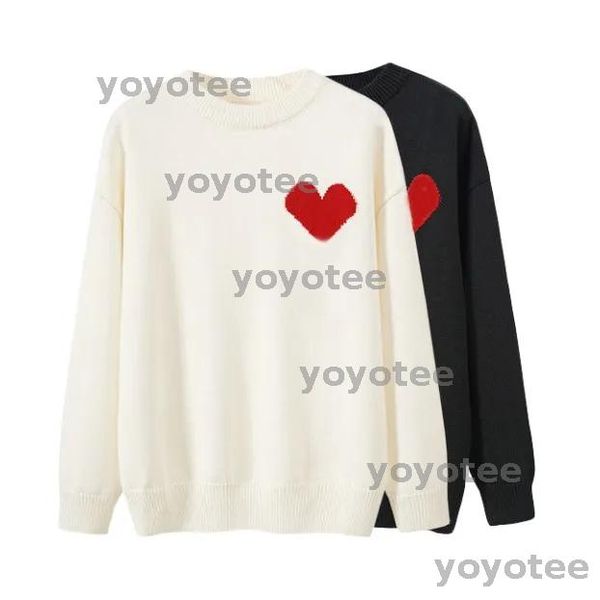 

Designer sweater love&heart A embroidery woman lover cardigan knit round neck high collar womens fashion letter white black long sleeve clothing pullover shirt, Black /round neck/big heart&a