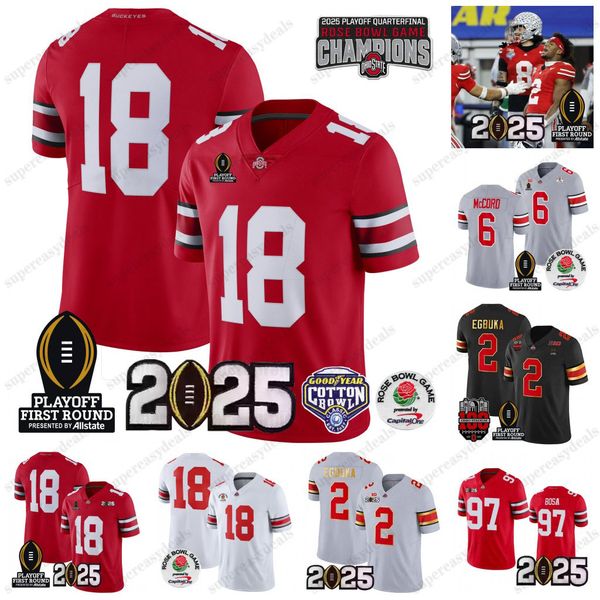 18 Will Howard Ohio States 2025 College Football Playoff Buckeyes Jersey Treveyon Henderson Jeremiah Smit