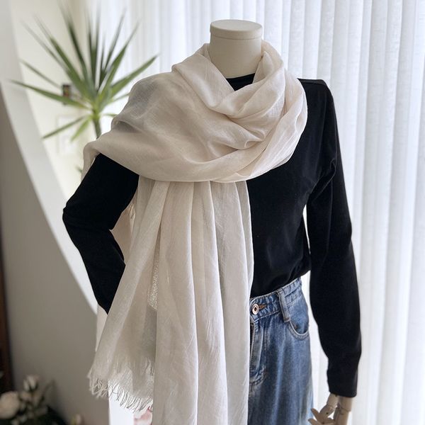 

Literary cotton and linen solid color scarf --891760