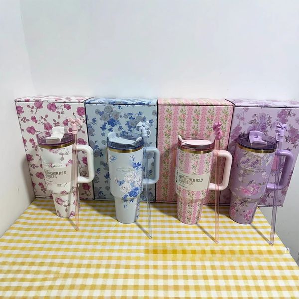 

vacuum cup Food grade 40oz Car Cup stainless steel handle Ice Bully Cup Cross-border large capacity car with straw high-capacity, Lilac