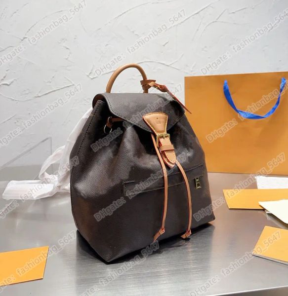 

Luxury Designer Backpack Women Bookbag Montsouris Backpacks Genuine Leather Woman Waterproof Bag Fashion Classic Brown Flower Black Embossed Back Pack 45501