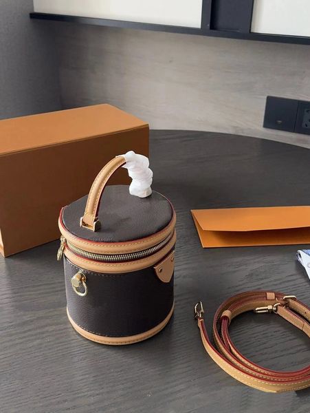 

Women cannes s designers bucket shoulders bag fashion lady leather zipper bags cyder cases toiletry kits tote crossbody M43986 Small size., Brown