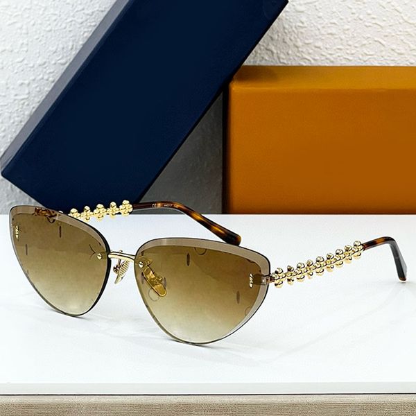 

2138U New Season Designer Bloom Cat Eye Sunglasses Womens Gradient Brown Letter Flower Double Sided Lens Unique Flower Shaped Mirror Leg Design Occhiali da sole