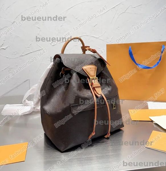

Luxury Designer Backpack Women Bookbag Montsouris Backpacks Genuine Leather Woman Waterproof Bag Fashion Classic Brown Flower Black Embossed Back Pack 45501