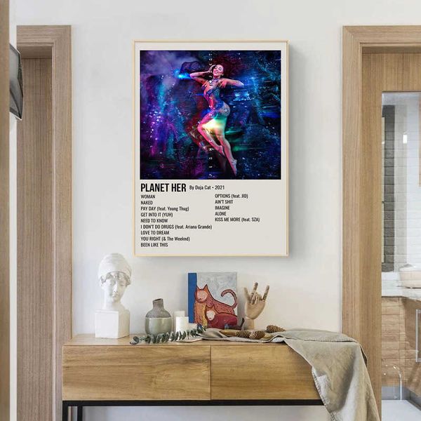 Paintings Hot selling modern pop hip-hop rapper celebrity music album cover decoration poster collection H250115