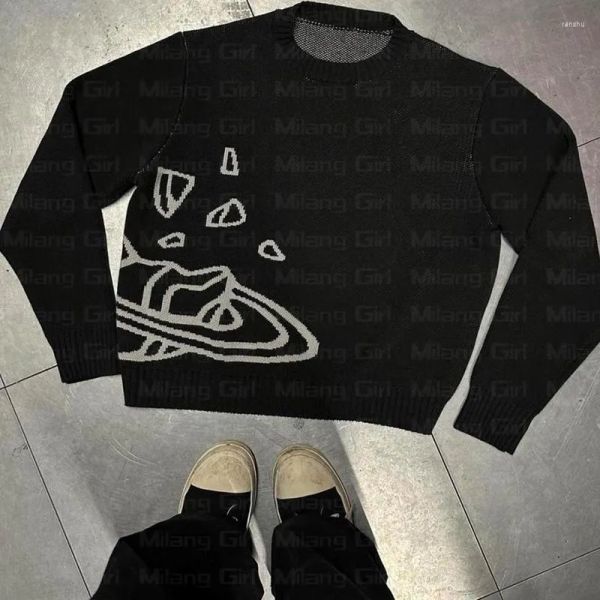 

Men's Sweaters Cartoon Planet Graphic Hip Hop Streetwear Knitted Y2K Sweater Winter Pullover Harajuku Couple Oversized Clothing BFG25012213, Black