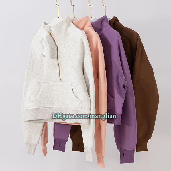 

Designer Women Yoga Hoodie Half-Zip Pullover Sweatshirt with Slim Fit Line Decoration Comfortable Activewear Fitness Gym Yoga Training Fashion Designer Yoga Wear, Pale purple