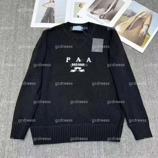 

Designer Women Sweater Fashion Casual Pullover Crew Neck Sweater Embroidery Tops Women Knitted Sweater Winter Women Crew Neck Black and White Letter Sweater, 45color