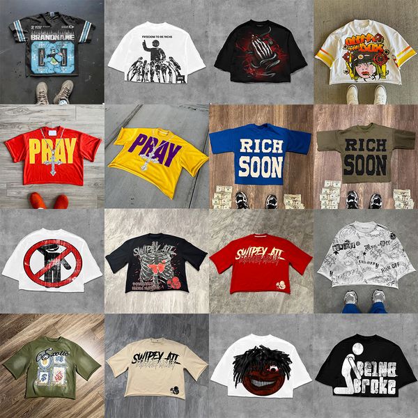 

Mens T-shirt Y2K Graphic Printing Shirts High Street Fashion Hip Hop Haruku Style Casual Loose Short Sleeves Tops, Magenta