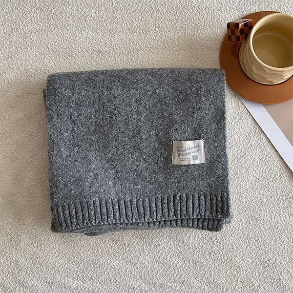 

10829 Korean style solid color wool blend warm scarf Unisex