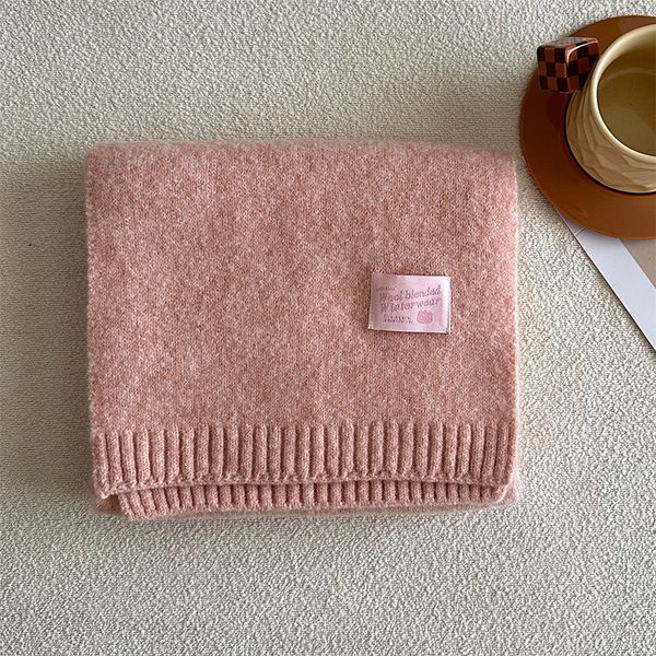 

10828 Unisex Korean style solid color knitted wool blended warm scarf