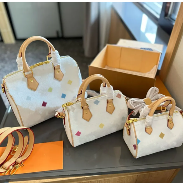 

leather Colorful Letter flower printing Luxurys Designer womens Shoulder Totes Clutch Cross Body handbags travel strap mini lady hand bag, T4