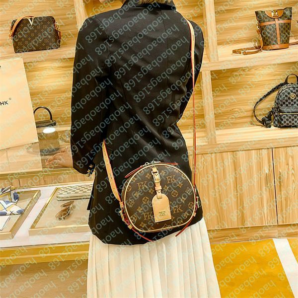 

2025 Fashion Round Bags chapeau souple round bag designer women handbag mini shoulder crossbody bags leather strap canvas messenger clutch pouch, T12