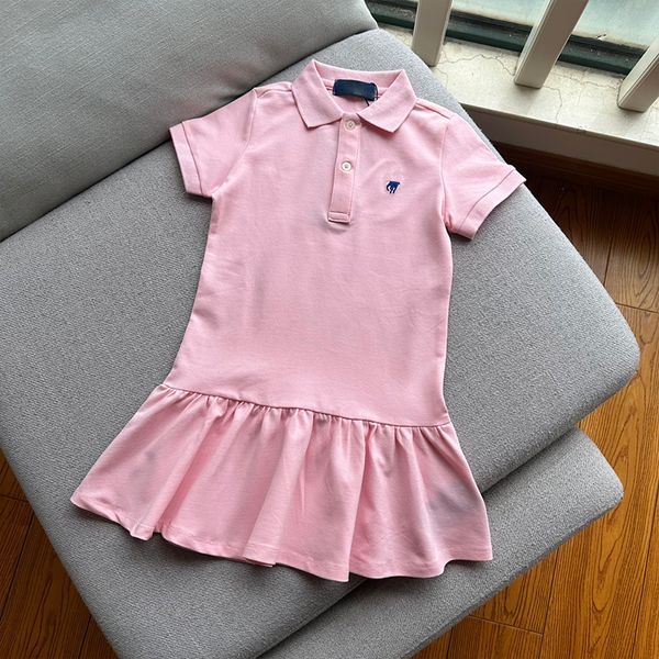 

Girls Dress Polo Jumpsuit Princess Pleat Dress Kid Clothing Designer Luxury Baby Girl Original Version, Wathet blue