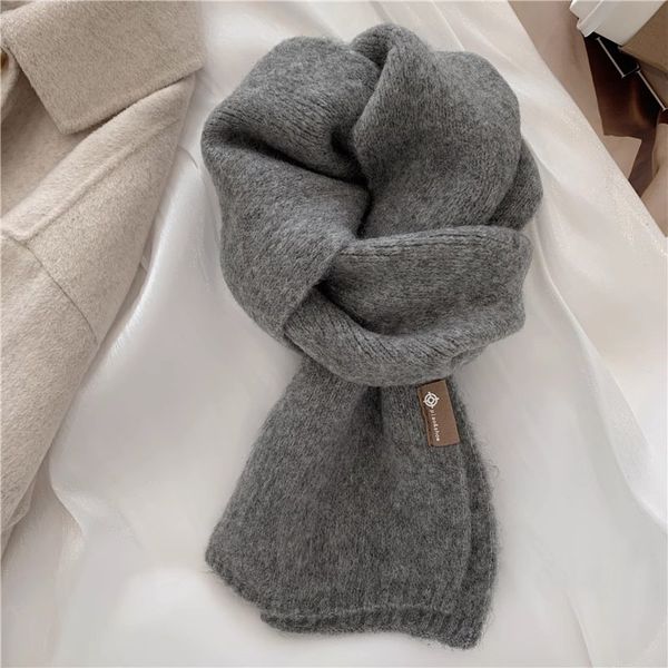 

Wool blended knitted solid color wool couple small scarf --820059