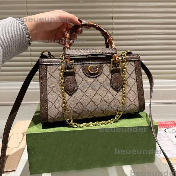 

Bamboo Diana Tote Bag Women Handbags Large Capacity Vintage Shoulder Bags Metal Hardware Chain Canvas Leather Flap Buckle Interior Zipper Pocket Totes Purse, Deep brown