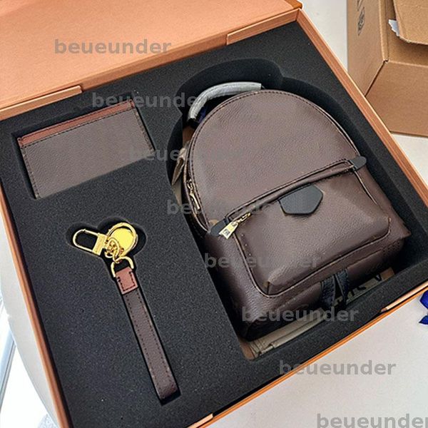 

Luxury Designer Women Mini Backpack Bag Three-Piece Knapsacks Handbag Pylons Traveling Bags Clutch Card Holder Canvas Leather Schoolbag Totes 246288BF, Deep brown