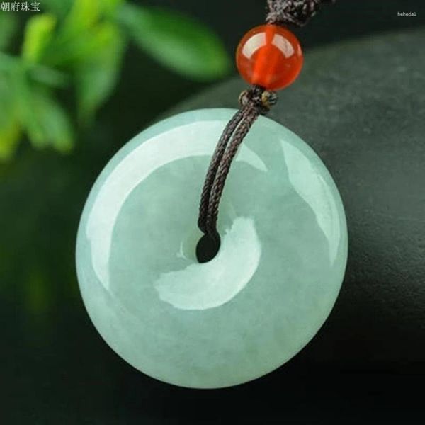 Pendant Necklaces Natural Myanmar Jadeite Donut Necklace Men Women Healing Gemstone Fine Jewelry Genuine Grade A Burma Jade