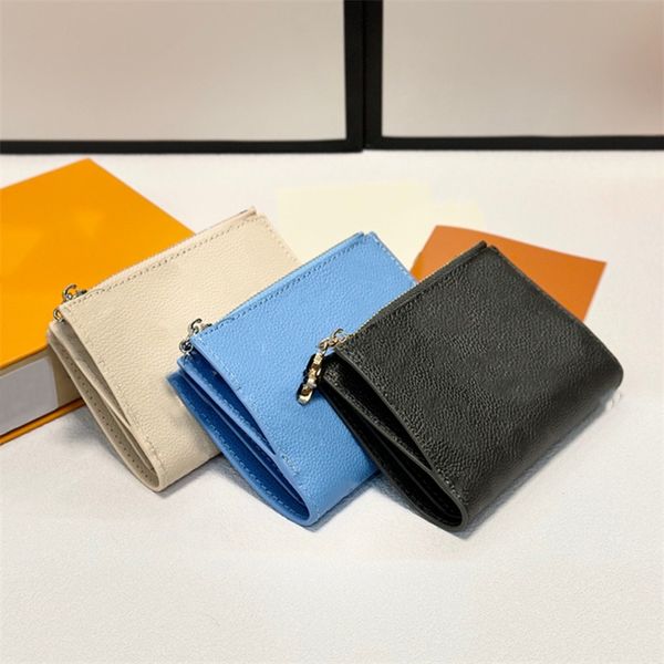 

2025 Short Emboss Designer Wallet card holder square wallets Woman Men luxury holders purses Genuine Leather, Blue