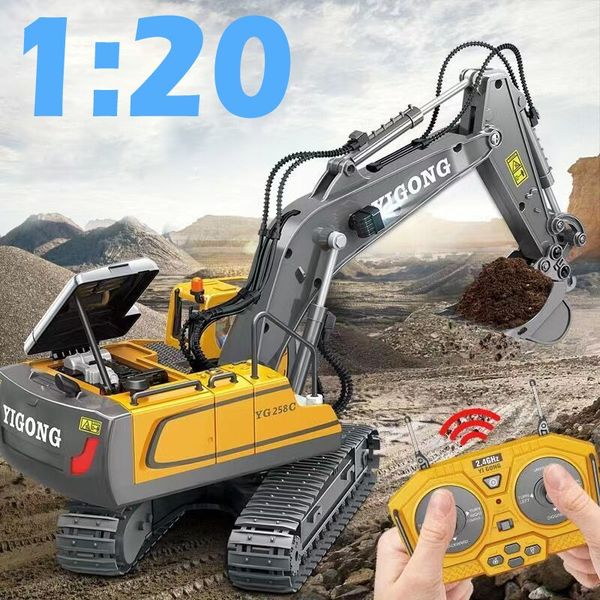 11 Channel 1:20 2.4GHz 11CH RC Construction Truck Toys Engineering Vehicles Metal RC Excavator